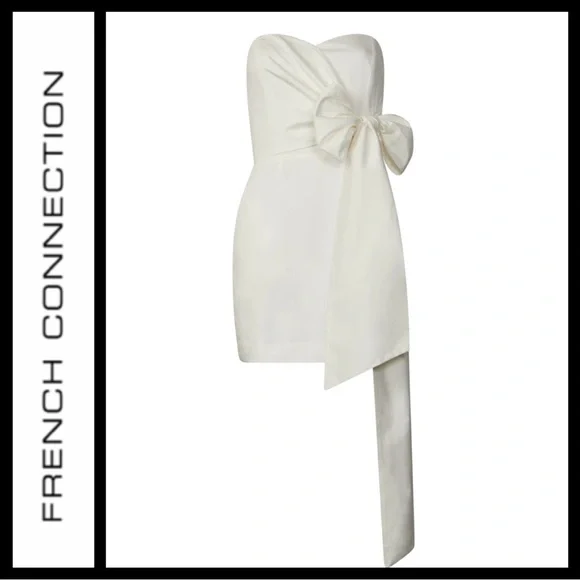 NWT French Connection Florida Bow Strapless Mini Dress~Summer White - Picture 4 of 9
